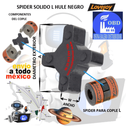 L050-SPIDER-SOX-SOLID NEGRO LOVEJOY NP. 68514410194 EXTERIOR A= 1.070” ANCHO W= 0.420"