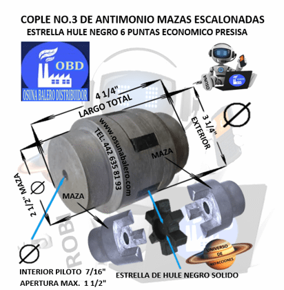 No.3 COPLE ESTRELLA DE FIERRO ANTIMONIO ECONOMICO EXTERIOR 3 1/4” LARGO 4 1/4”
