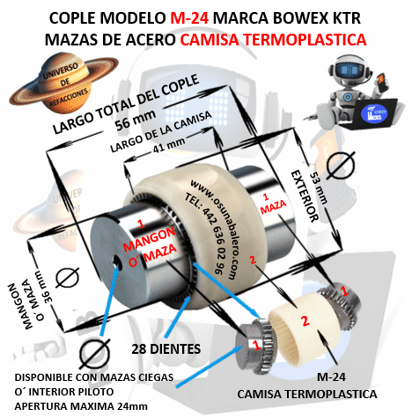 M-24 COPLE BOWEX KTR COMPLETO EXTERIOR 53mm LARGO 56mm