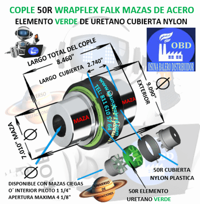 50R COPLE FALK SERIE 10 WRAPFLEX EXTERIOR 9 1/16” LARGO 8 7/16”