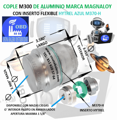 M300-H COPLE MAGNALOY ALUMINIO INSERTO AZUL EXTERIOR 3.450" LARGO 3.580"