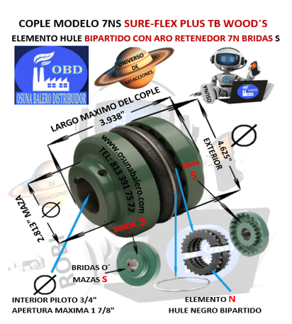 7NS COPLE SURE-FLEX ELEMENTO BIPARTIDO Y ARO RETENEDOR UNIVERSO OSUNA BALERO