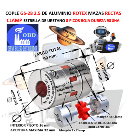 GS-28 2.5 COPLE ROTEX DE ALUMINIO UNIVERSO OSUNA BALERO