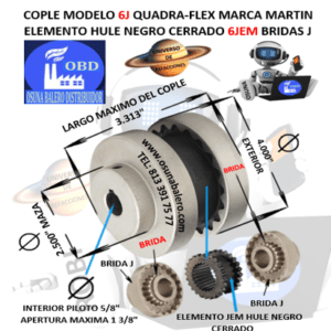6J COPLE MARTIN FLEXIBLE ASTRIADO QUADRA-FLEX EXTERIOR 4.000″ LARGO 3.313”