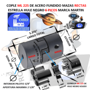 ML 225 COPLE MARTIN DE ACERO DE FUNDICION EXTERIOR 5″ LARGO 5 3/8″