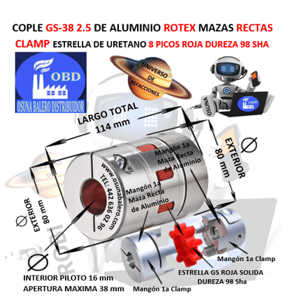 GS-38 2.5 COPLE ROTEX DE ALUMINIO UNIVERSO OSUNA BALERO