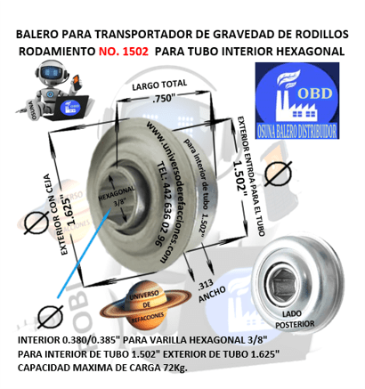 1502 RODAMIENTO PARA TRANSPORTADOR UNIVERSO OSUNA BALERO