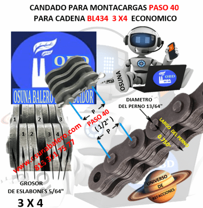 CA-BL434 CANDADO PARA CADENA DE MONTACARGAS PASO 40  3 X 4 ECONOMICO
