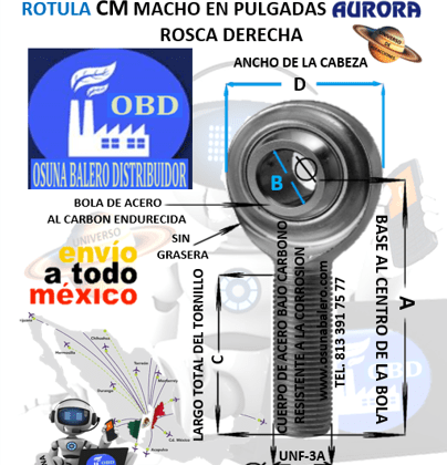 CM-10 ROTULA AURORA MACHO B=5/8″ UNF-3A =ROSCA 5/8-18 DERECHA