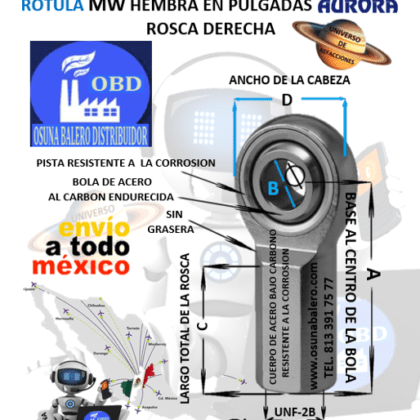 MW-10 ROTULA AURORA HEMBRA B=5/8″ UNF-2B =ROSCA 5/8-18 DERECHA