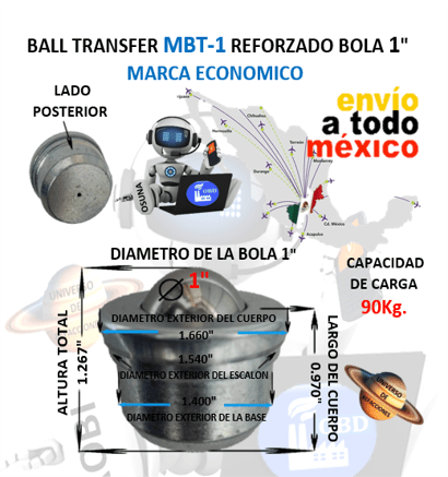 MBT-1 BALL TRANSFER OBD BOLA DE ACERO 1” REFORZADO