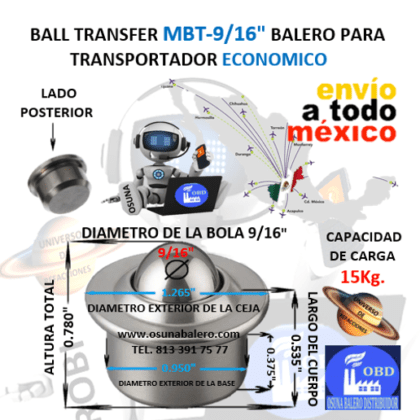 MBT-9/16 BALL TRANSFER OBD BOLA DE ACERO 9/16”