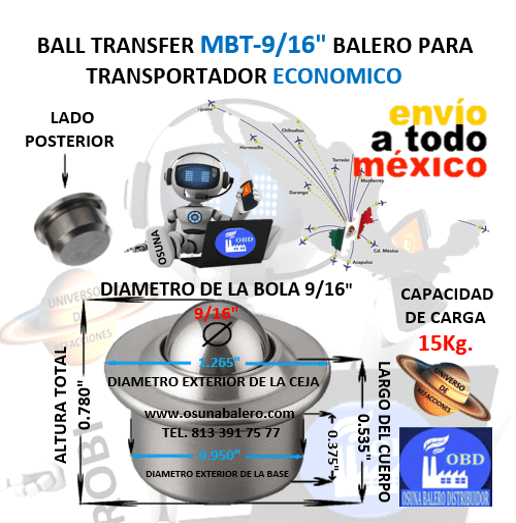 MBT-9/16 BALL TRANSFER OBD BOLA DE ACERO 9/16”