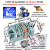 GR-38 AL-D-1-1a COPLE ROTEX (KTR) DE ALUMINIO MAZAS COMBINADAS (1-1a) EXTERIOR 80mm LARGO 114mm CON ESTRELLA PURPURA O´ NARANJA