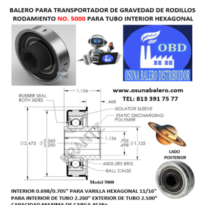 5000 BALERO FRANTZ INTERIOR PLASTICO HEXAGONAL 11/16″ PARA INTERIOR DE TUBO 2.260″