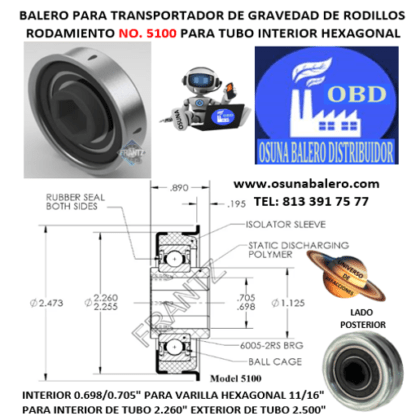 5100 BALERO FRANTZ INTERIOR PLASTICO HEXAGONAL 11/16″ PARA INTERIOR DE TUBO 2.260″