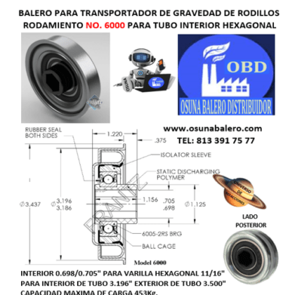 6000 BALERO FRANTZ INTERIOR PLASTICO HEXAGONAL 11/16″ PARA INTERIOR DE TUBO 3.196″