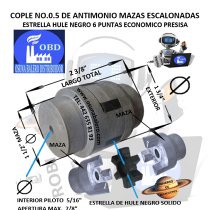 No.0.5 COPLE ESTRELLA DE FIERRO ANTIMONIO ECONOMICO EXTERIOR 1 3/4” LARGO 2 3/8”