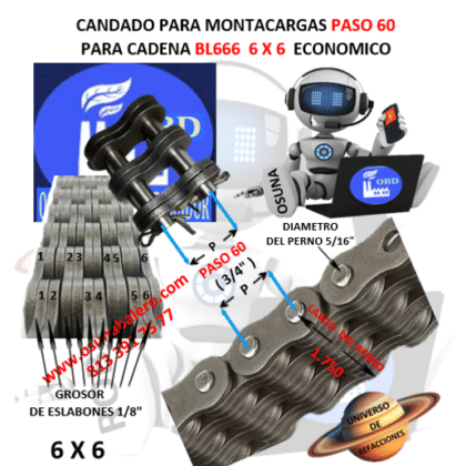 CA-BL666 CANDADO PARA CADENA DE MONTACARGAS PASO 60 6 X 6 ECONOMICO